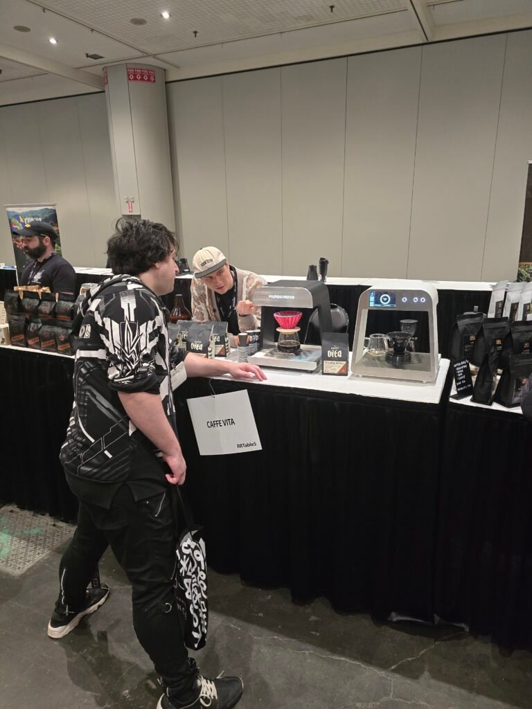 Tasting single-origin pour-over coffee from Caffe Vita