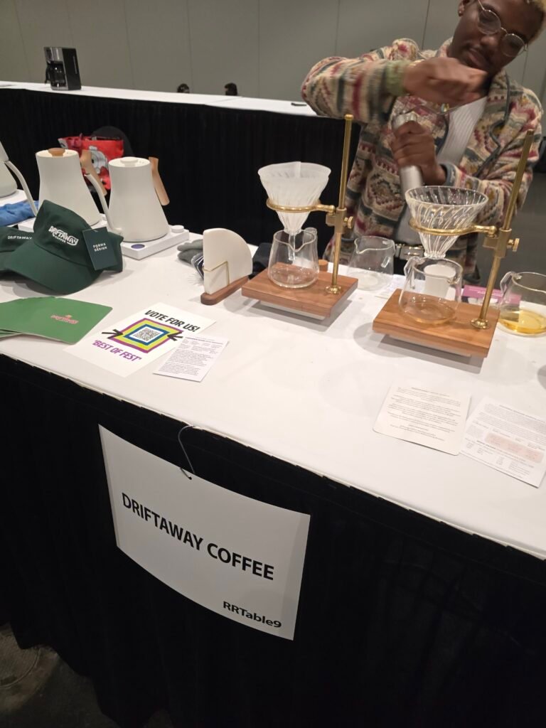 Tasting single-origin pour-over coffee from Driftaway Coffee