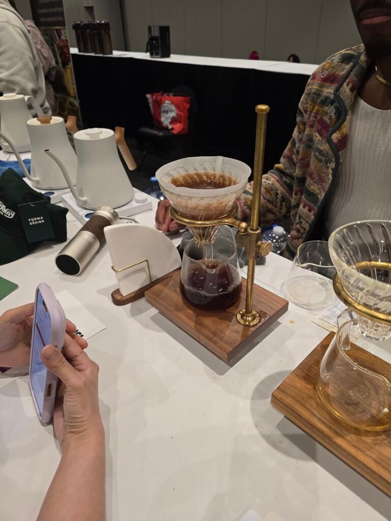 Tasting single-origin pour-over coffee from Driftaway Coffee